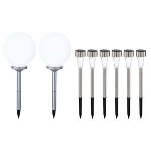 6x LED Solar Steckleuchten, 2x RGB Kugelleuchten