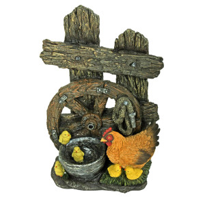 Springbrunnen, Garten, Holz-Optik, Huhn, Höhe 60,5 cm
