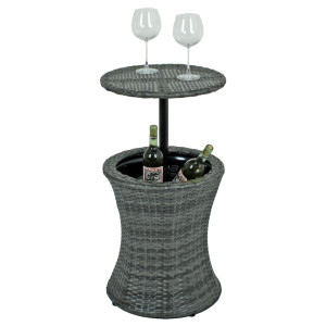 Bistro Stehtisch, Rattan, Getränkekühler, rund, H 85 cm