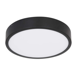 LED Deckenleuchte, Metall, Opal, Schwarz, Rund, 17 cm