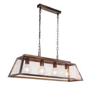 Hängeleuchte, Kupfer-Farbe, Gitter, H 126 cm, DOMI