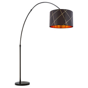 Bogenstehleuchte, schwarz-gold, Höhe verstellbar, H 200 cm