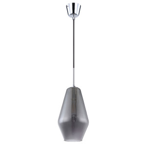 Pendelleuchte, Glas rauchfarben, chrom, H 120 cm