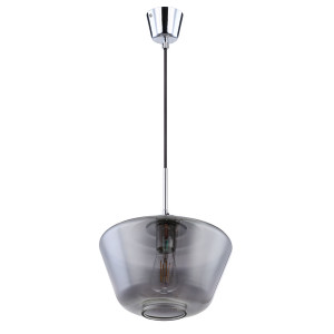 Pendelleuchte, Glas rauchfarben, chrom, H 120 cm