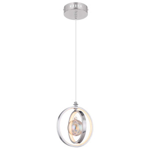 LED Hängeleuchte, Glas Kugel-Design, Chrom, 20 cm