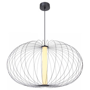 LED Hängeleuchte, Schwarz, Metall, Kugel Design, H 120 cm