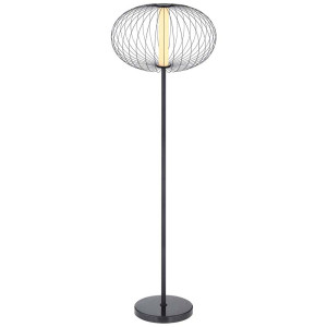 LED Stehleuchte, Metall, Schalter, Kugel Schirm, Schwarz