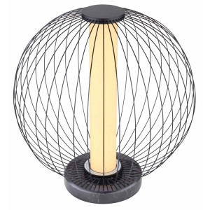 LED Tischleuchte, Schalter, Schwarz, Kugel Design, 32 cm