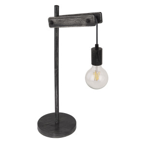 Tischleuchte, Metall, schwarz-matt, Holz, verstellbar, H 56,5 cm