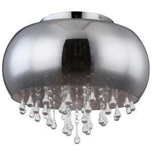 Deckenleuchte, rauch, Glas-Kristalle, klar, Chrom, D 44 cm