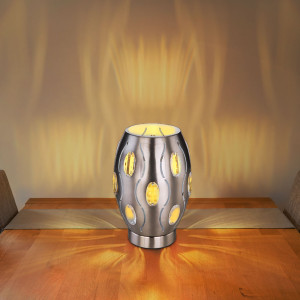 Tischlampe, nickel-matt, Kristalle, klar, H 23 cm