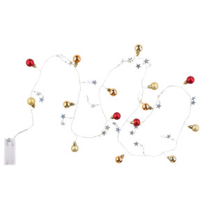 LED Lichterkette, Metall, Schalter, Kunststoff, Kugeln