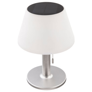 LED Solar Tischleuchte, 2 Stufen, Edelstahl, weiß, Höhe 28 cm