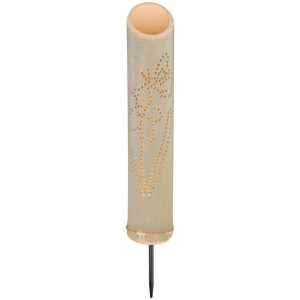 LED Solar-Steckleuchte, Bambus, Dekor-Stanzungen, grün, H 49,5 cm
