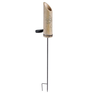 LED Solar-Steckleuchte, Bambus, Dekor-Stanzungen, grün, H 79,5 cm