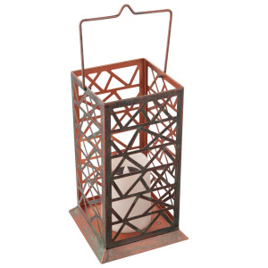 LED Feuereffekt Solarleuchte, rost-grün, Höhe 37 cm