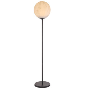 LED Solar Stehleuchte, Kugel, Marmor-Optik, weiß, H 160 cm