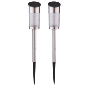 2x LED Solar-Steckleuchte, Edelstahl, Lichterkette, H 39 cm