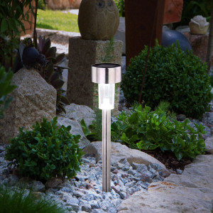LED Solarleuchte, Erdspieß, silber, klar, H 39,5 cm