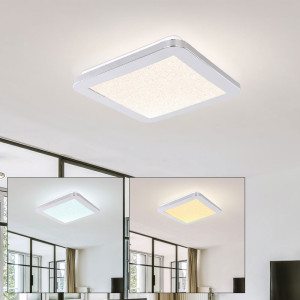 LED Deckenleuchte, Kristalle, CCT, 22,5x22,5 cm