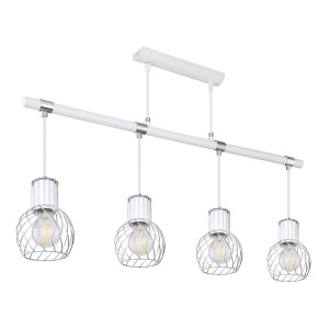 Hängeleuchte, Chrom-Geflecht, Kabel, weiß, H 120 cm