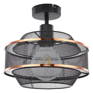 Deckenleuchte, Schwarz-Gold, Gitter, 25 cm, BELLONA