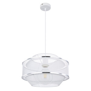 Pendelleuchte, 1-Flammig, Metall-Gitter, weiß, 35 cm