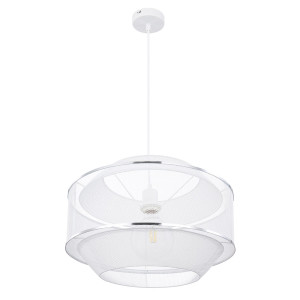 Pendelleuchte, 1-Flammig, Metall-Gitter, weiß, 45 cm