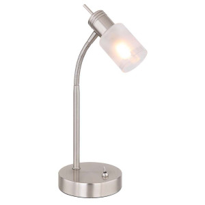 LED Tischleuchte, Flexo, Glas, Silber, Schalter, H 34 cm