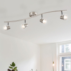 LED Deckenleuchte, ohne Schirm, nickel-matt, chrom, H 15 cm