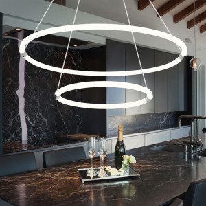Deckenlampe, Ring-Design, 2-flammig, Weiß