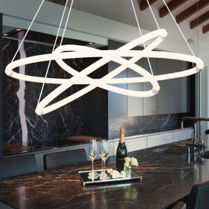 Deckenlampe, Ring-Design, Weiß, 3-flammig