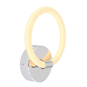 LED Wandleuchte, Chrom, Weiß, Ring, Opal, 20 cm