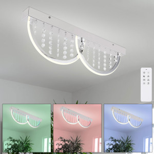 RGB LED Deckenlampe, Kristalle, Bogen-Design, Weiß