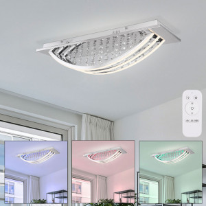 RGB LED Deckenleuchte, dimmbar, Acryl, opal, Chrom,  H 15 cm