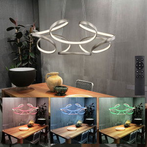 RGB LED Hängelampe, Dimmbar, Fernbedienung, Weiß, H 120 cm