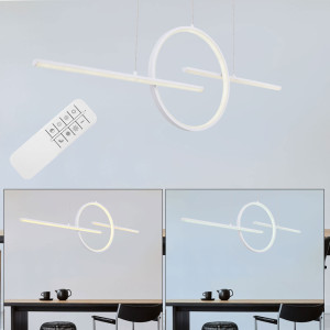 LED Hängeleuchte, Fernbedienung, dimmbar, weiß, L 124 cm