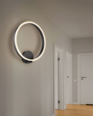 LED Wandleuchte, Metall, schwarz-matt, L 43 cm