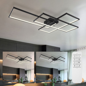 LED Deckenleuchte, opal, dimmbar, Fernbedienung, H 15 cm