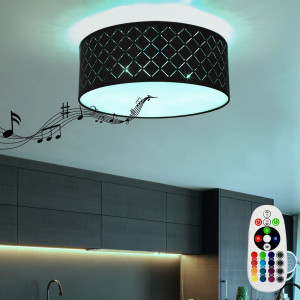 RGB LED Deckenleuchte, Lautsprecher, Gold, 40 cm, CLARKE