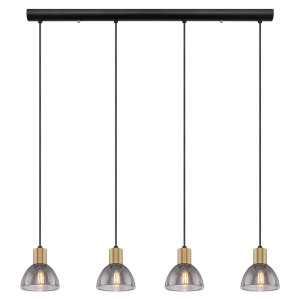 LED Hängeleuchte, schwarz, Glasschirme rauch, H 120 cm, JAY