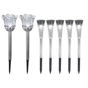 7er Set RGB LED Solarleuchten verschiedene Designs