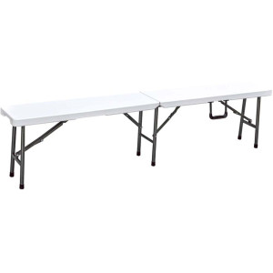 Faltbank, Stahl, weiß, Klappbar, grau, Tragegriff, H 43 cm