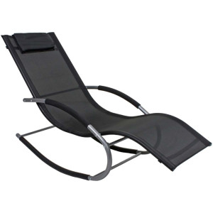Schaukelliege, Stahl, schwarz, silber, Polyester, Höhe 89 cm