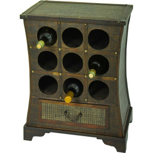 Weinregal, Sperrholz, Schublade, braun, schwarz, Höhe 58 cm