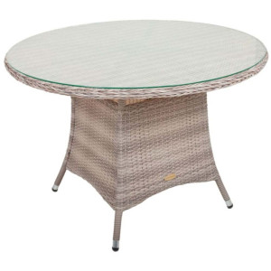 Glastisch Aluminium sesamgrau klar geflechtet Höhe 76 cm