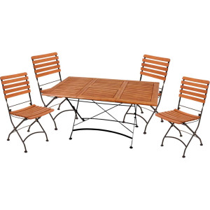 Tischgruppe WIEN, 5 teilig, Tisch, 4 Stühle, Eukalyptus