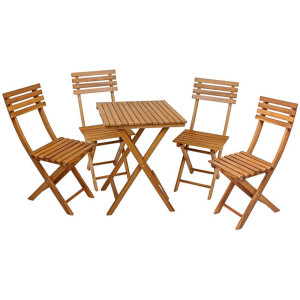 Balkon-Set Alameda, 5 teilig, Akazie, 1x Tisch, 4x Stühle