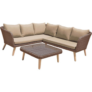 Lounge-Set PAMPLONA, Aluminium, anisbraun, Akazie