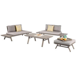 Lounge-Gruppe CELIA, 4 teilig, Alu, hellgrau, Polyester taupe